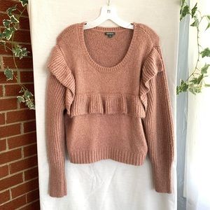 Wild Fable | Ruffle Bib Sweater Pink XL